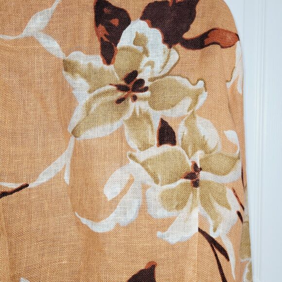 Vintage Emil Rutenberg Top Womans Large Orange Floral Linen Fitted Career Office - Picture 6 of 12